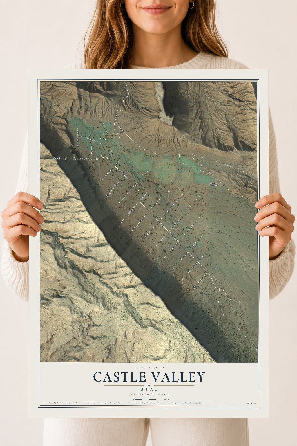 Map of Castle Valley, Utah, 18 x 24 inch unframed archival matte print