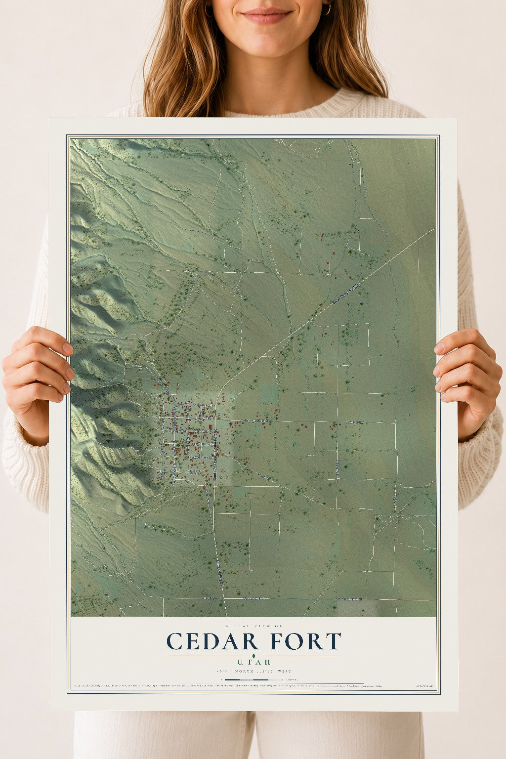 Map of Cedar Fort, Utah, 18 x 24 inch unframed archival matte print