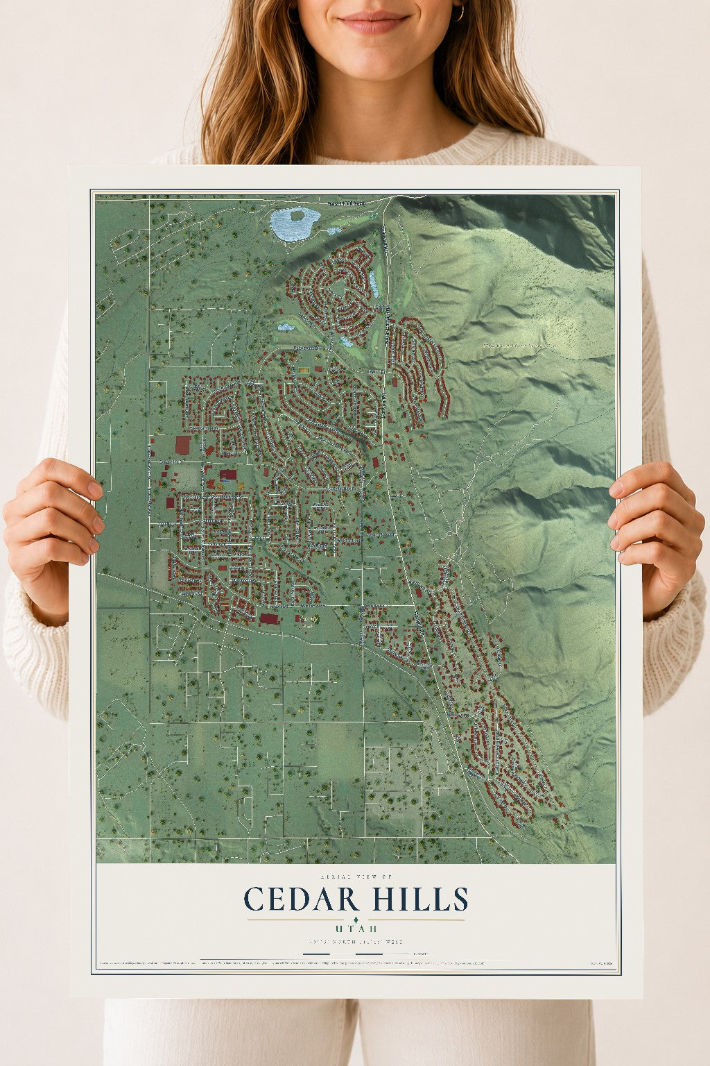 Map of Cedar Hills, Utah, 18 x 24 inch unframed archival matte print