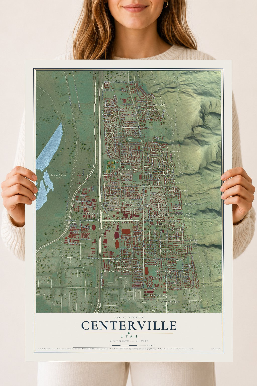 Map of Centerville, Utah, 18 x 24 inch unframed archival matte print
