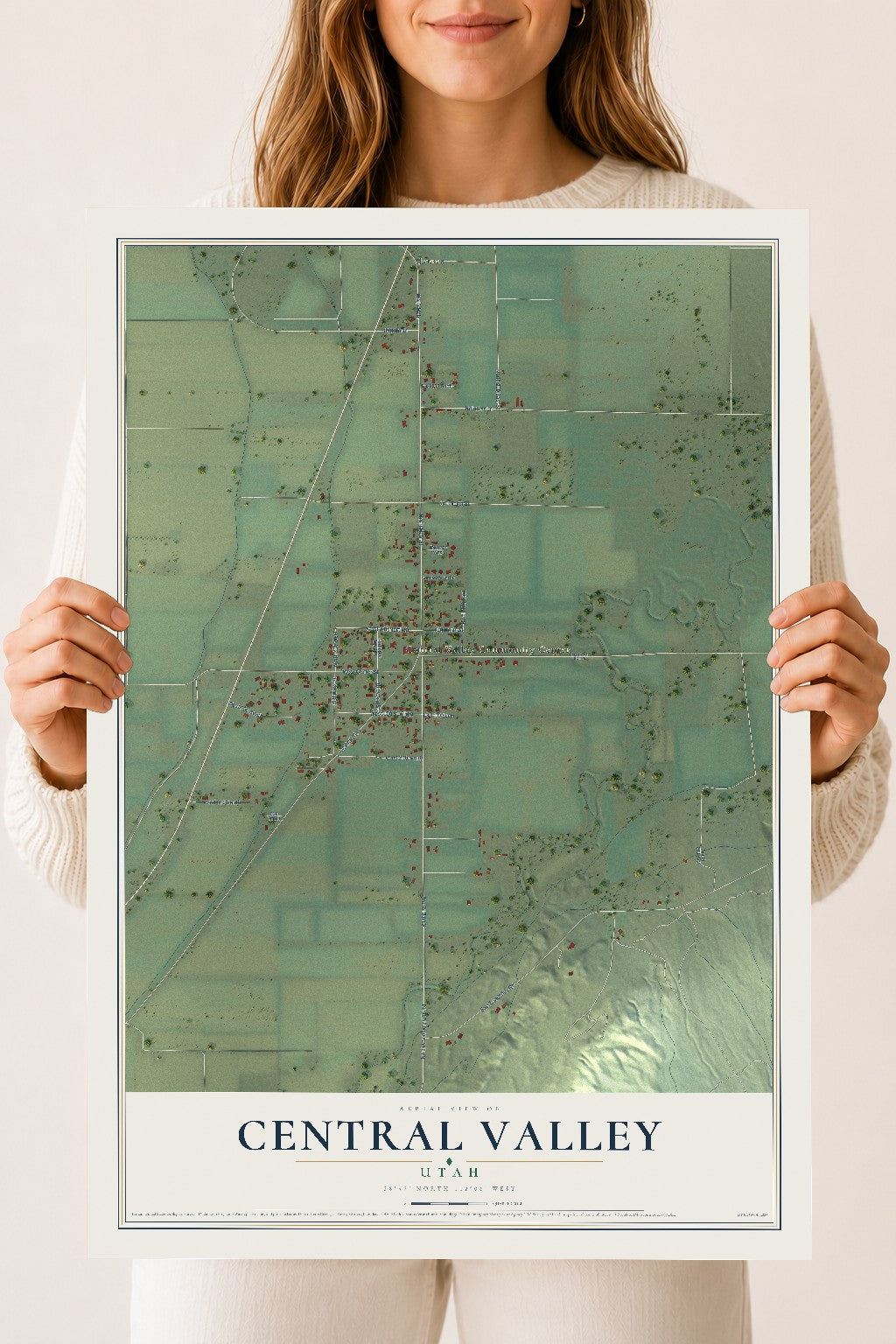 Map of Central Valley, Utah, 18 x 24 inch unframed archival matte print