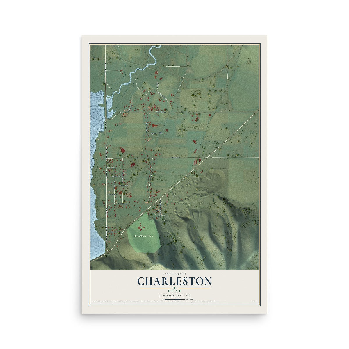 Map of Charleston, Utah, 12 x 18 inch unframed archival matte print