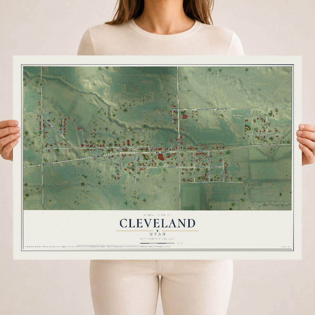 Map of Cleveland, Utah, 18 x 24 inch unframed archival matte print