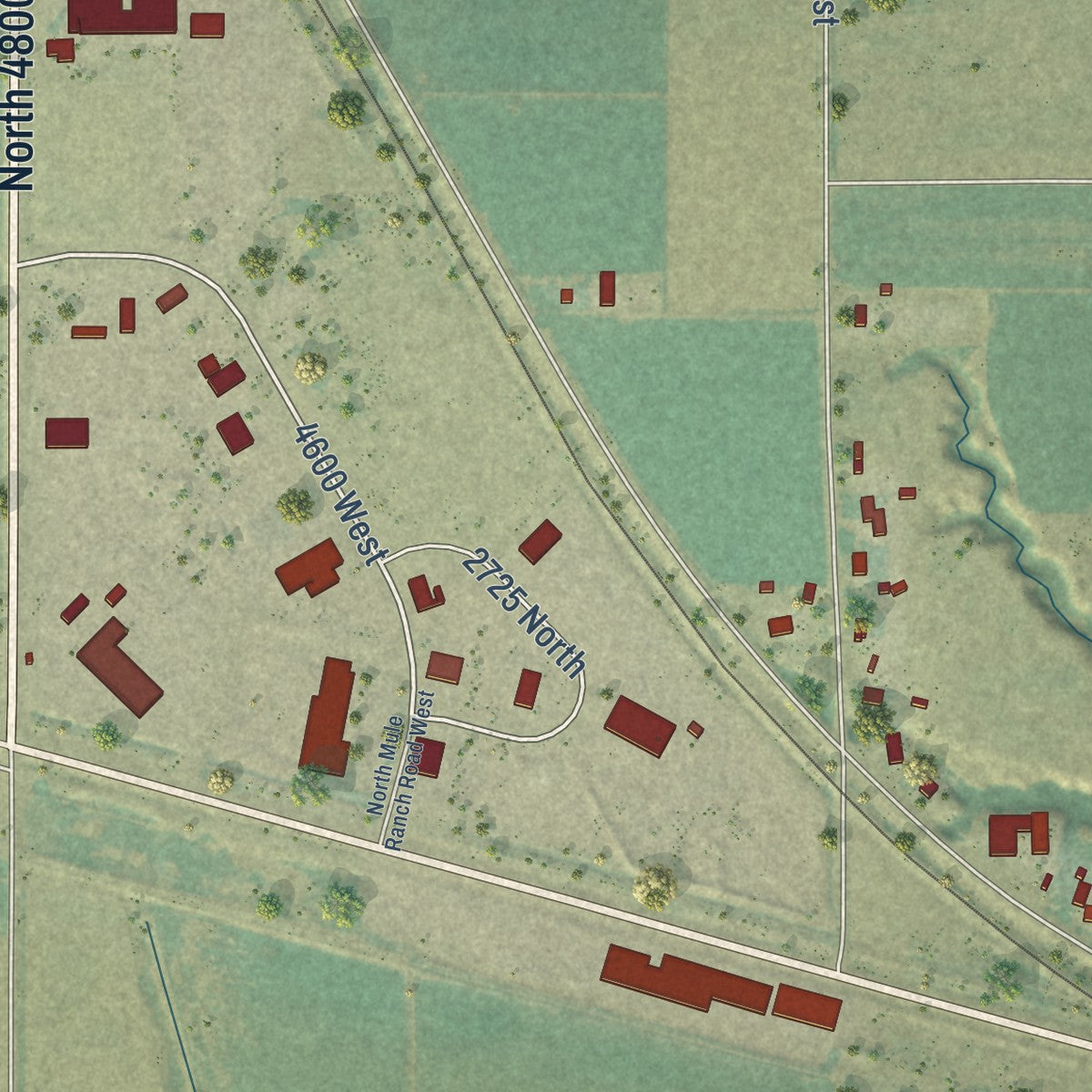 Second close-up of the map of Corinne, Utah print showing more streets and buildings