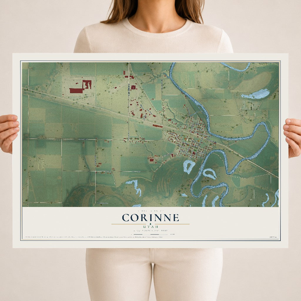 Map of Corinne, Utah, 18 x 24 inch unframed archival matte print