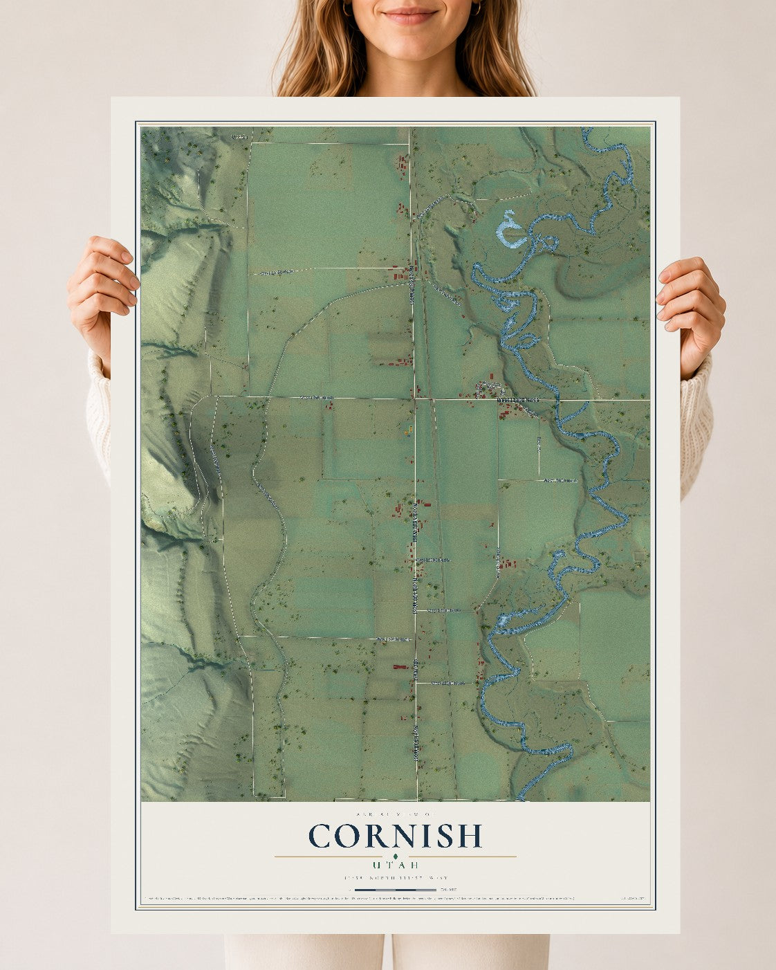 Map of Cornish, Utah, 24 x 36 inch unframed archival matte print
