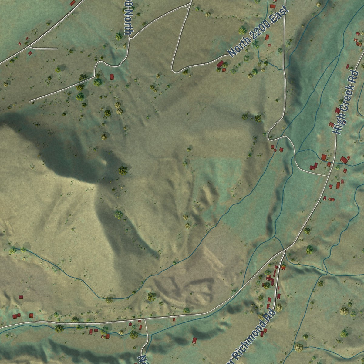 Close-up of the map of Cove, Utah print showing street and building detail