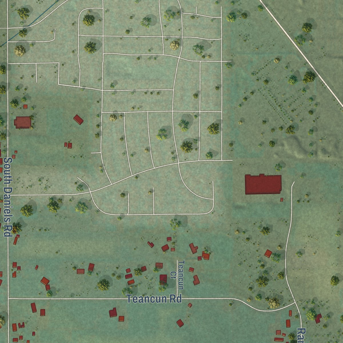 Close-up of the map of Daniel, Utah print showing street and building detail