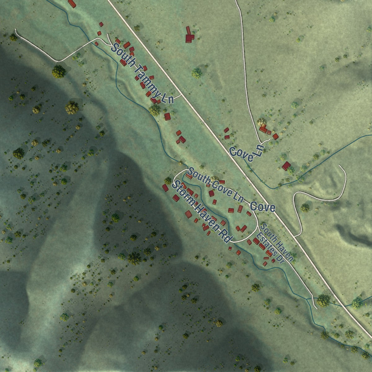 Second close-up of the map of Daniel, Utah print showing more streets and buildings