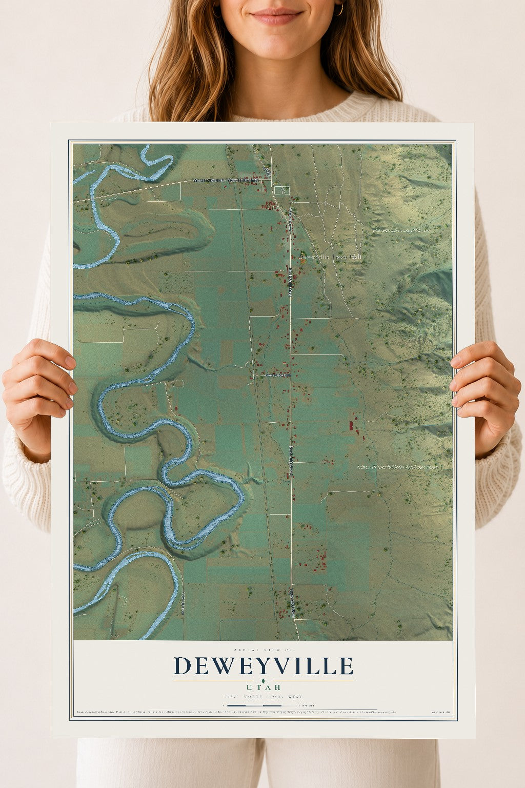 Map of Deweyville, Utah, 18 x 24 inch unframed archival matte print