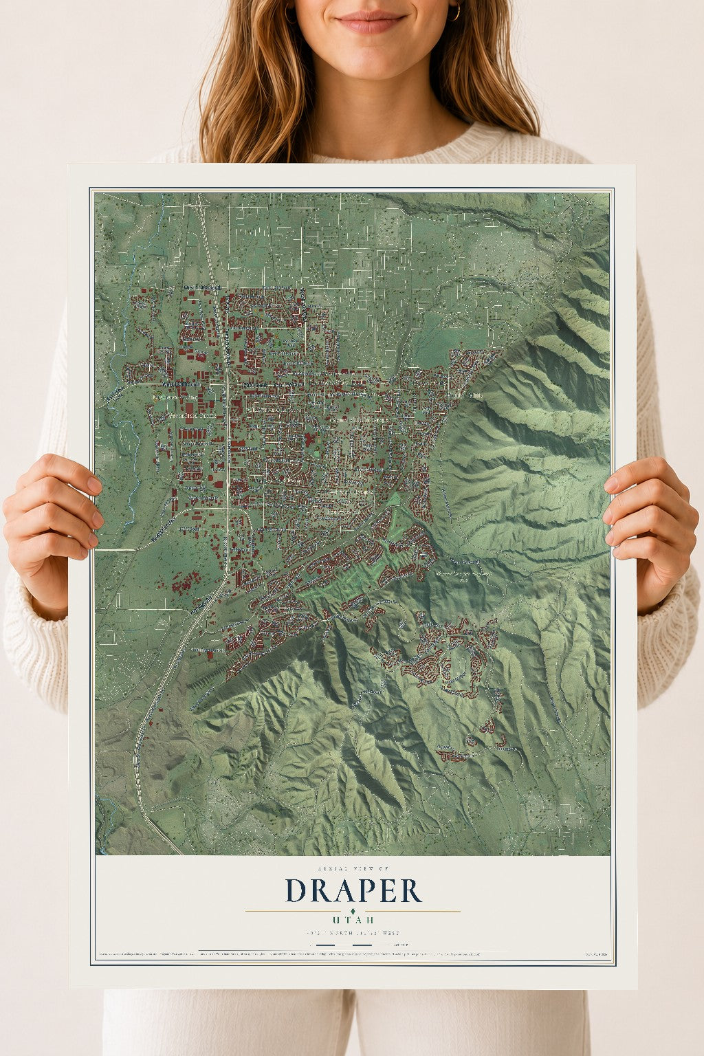 Map of Draper, Utah, 18 x 24 inch unframed archival matte print