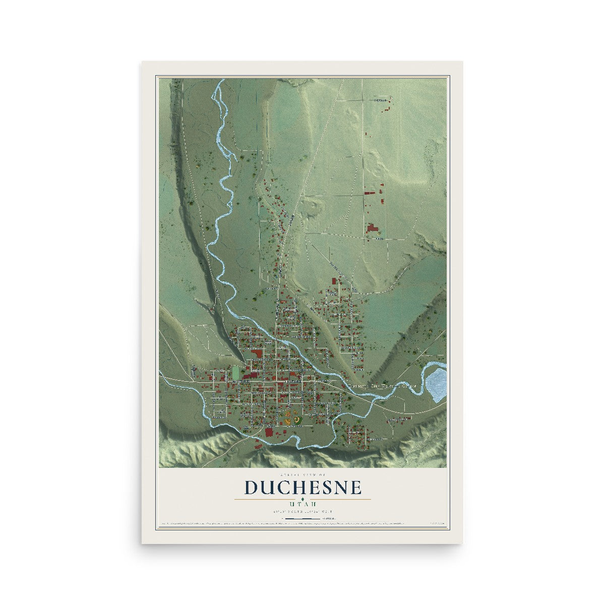 Map of Duchesne, Utah, 12 x 18 inch unframed archival matte print