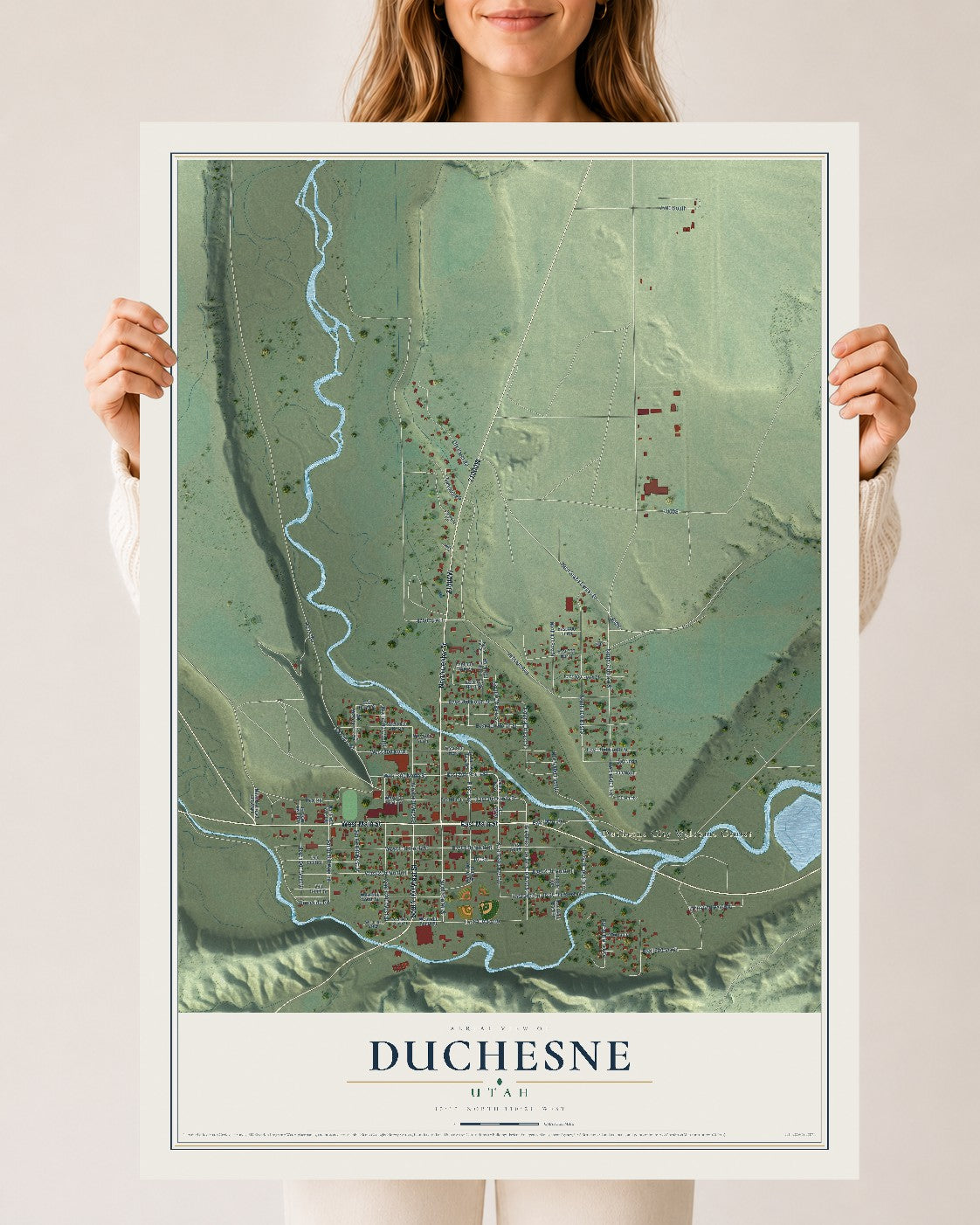 Map of Duchesne, Utah, 24 x 36 inch unframed archival matte print