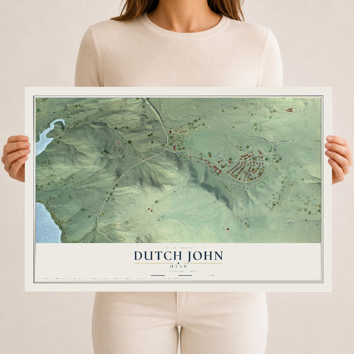Map of Dutch John, Utah, 12 x 18 inch unframed archival matte print