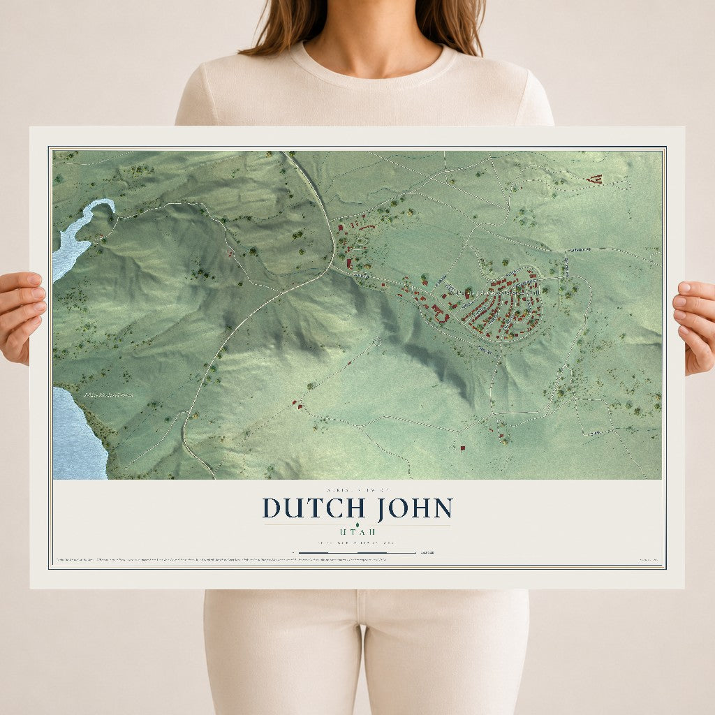 Map of Dutch John, Utah, 18 x 24 inch unframed archival matte print
