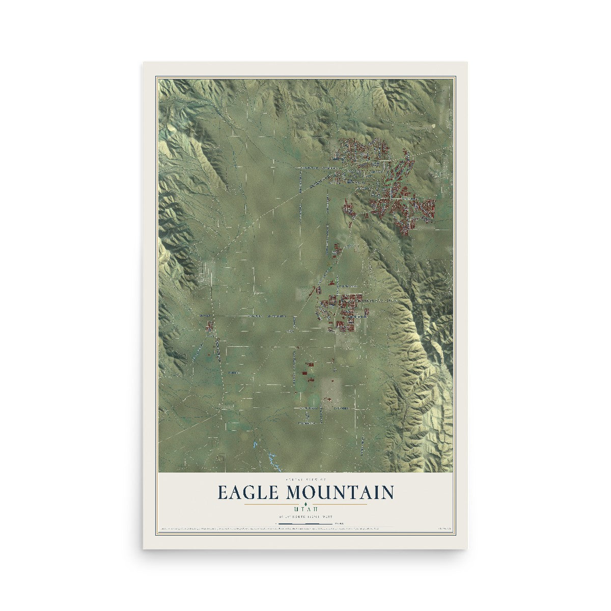 Map of Eagle Mountain, Utah, 12 x 18 inch unframed archival matte print