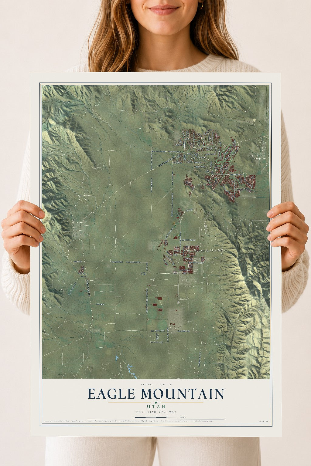 Map of Eagle Mountain, Utah, 18 x 24 inch unframed archival matte print