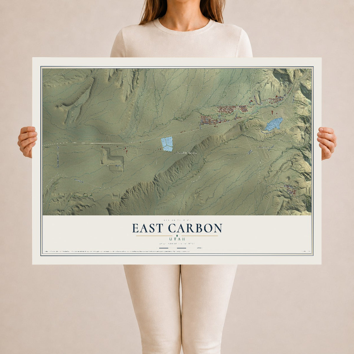 Map of East Carbon, Utah, 24 x 36 inch unframed archival matte print