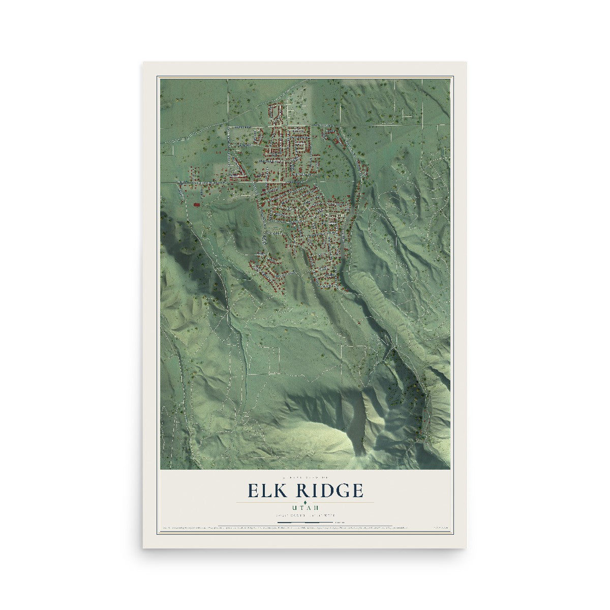 Map of Elk Ridge, Utah, 12 x 18 inch unframed archival matte print