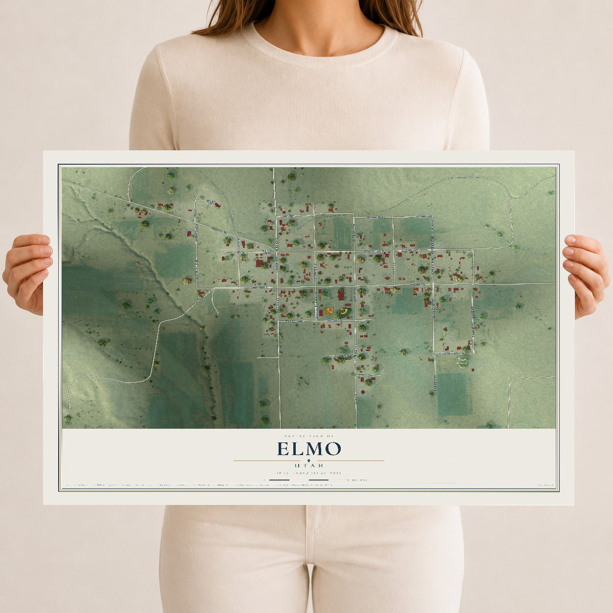 Map of Elmo, Utah, 12 x 18 inch unframed archival matte print