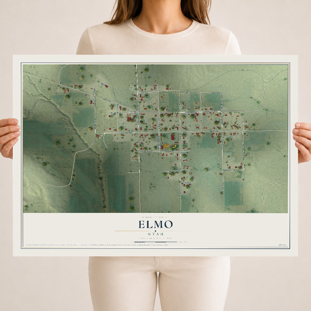 Map of Elmo, Utah, 18 x 24 inch unframed archival matte print