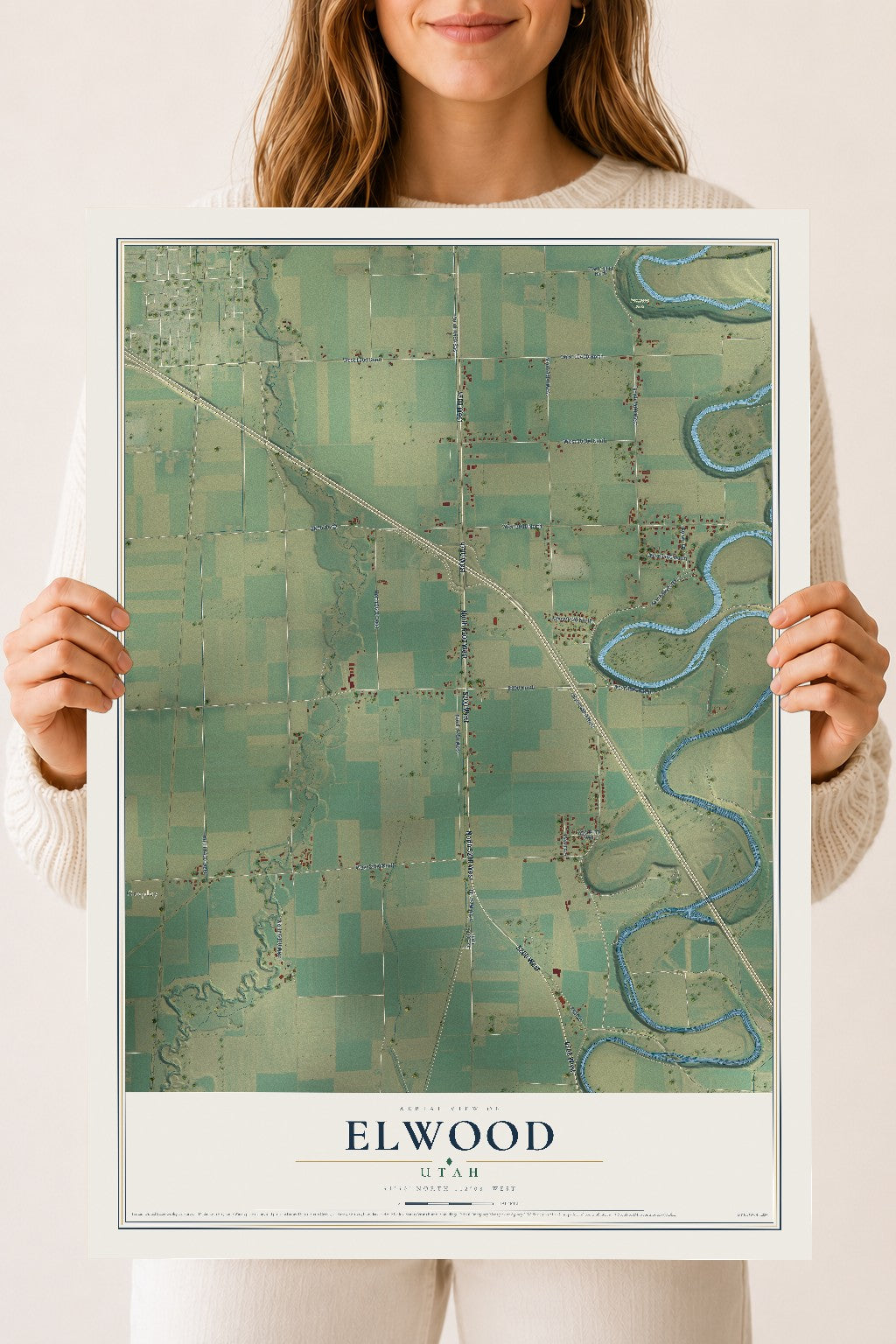 Map of Elwood, Utah, 18 x 24 inch unframed archival matte print