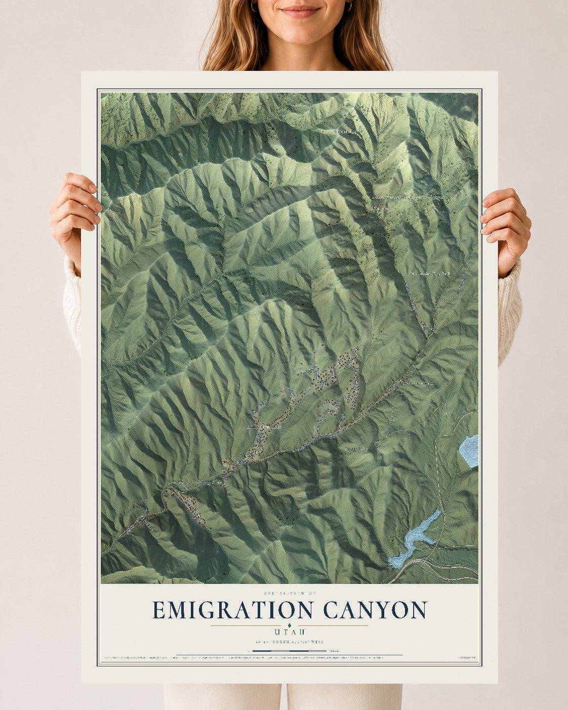 Map of Emigration Canyon, Utah, 24 x 36 inch unframed archival matte print