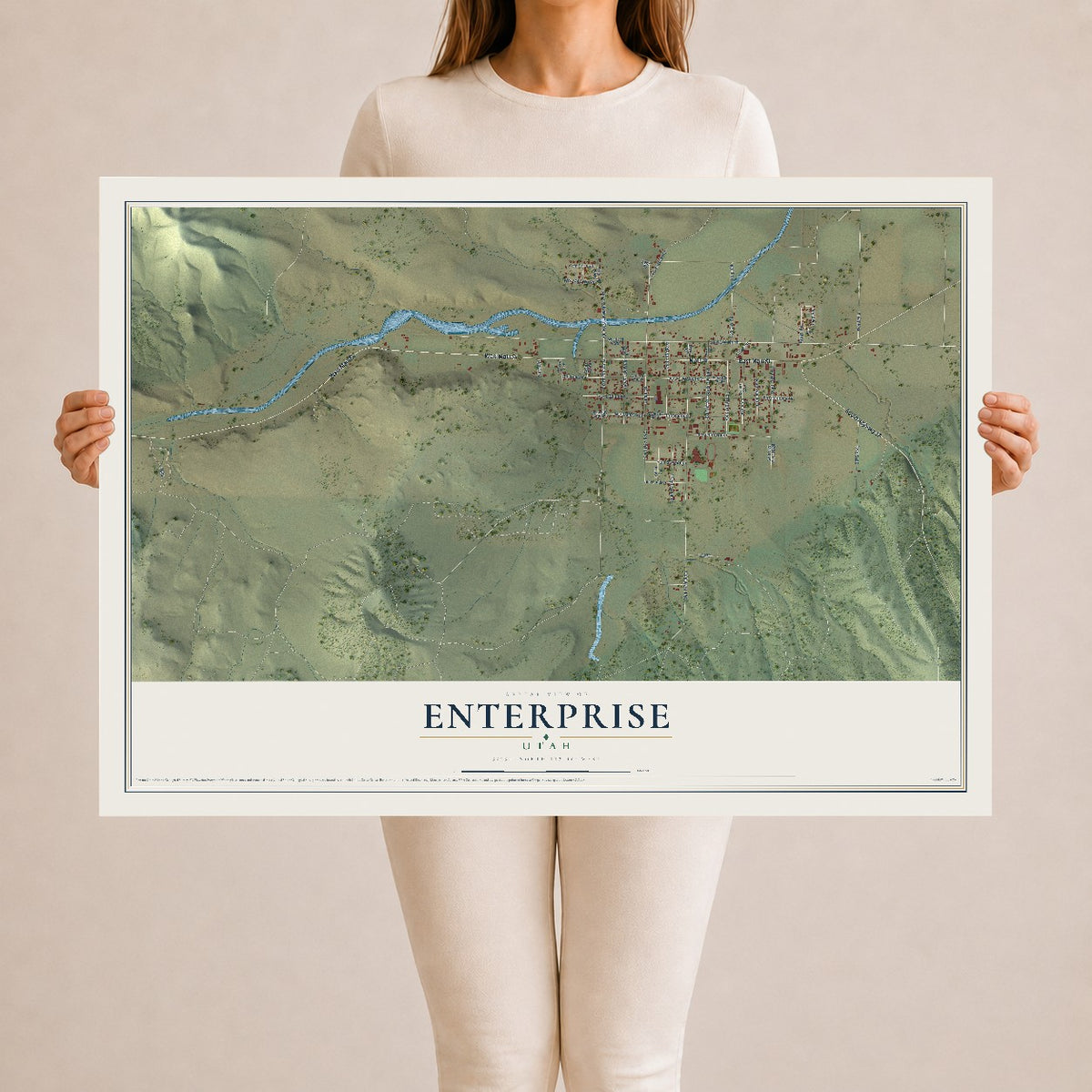 Map of Enterprise, Utah, 24 x 36 inch unframed archival matte print