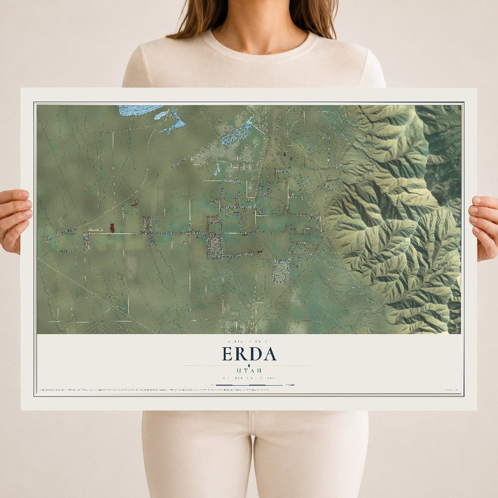 Map of Erda, Utah, 18 x 24 inch unframed archival matte print