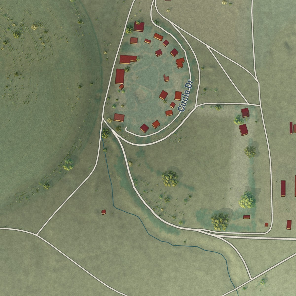 Close-up of the map of Eskdale, Utah print showing street and building detail