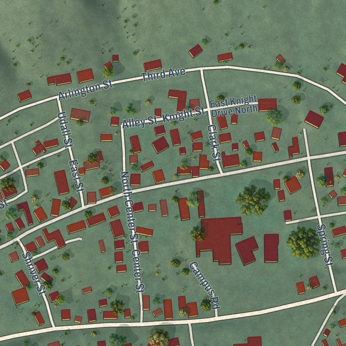 Second close-up of the map of Eureka, Utah print showing more streets and buildings