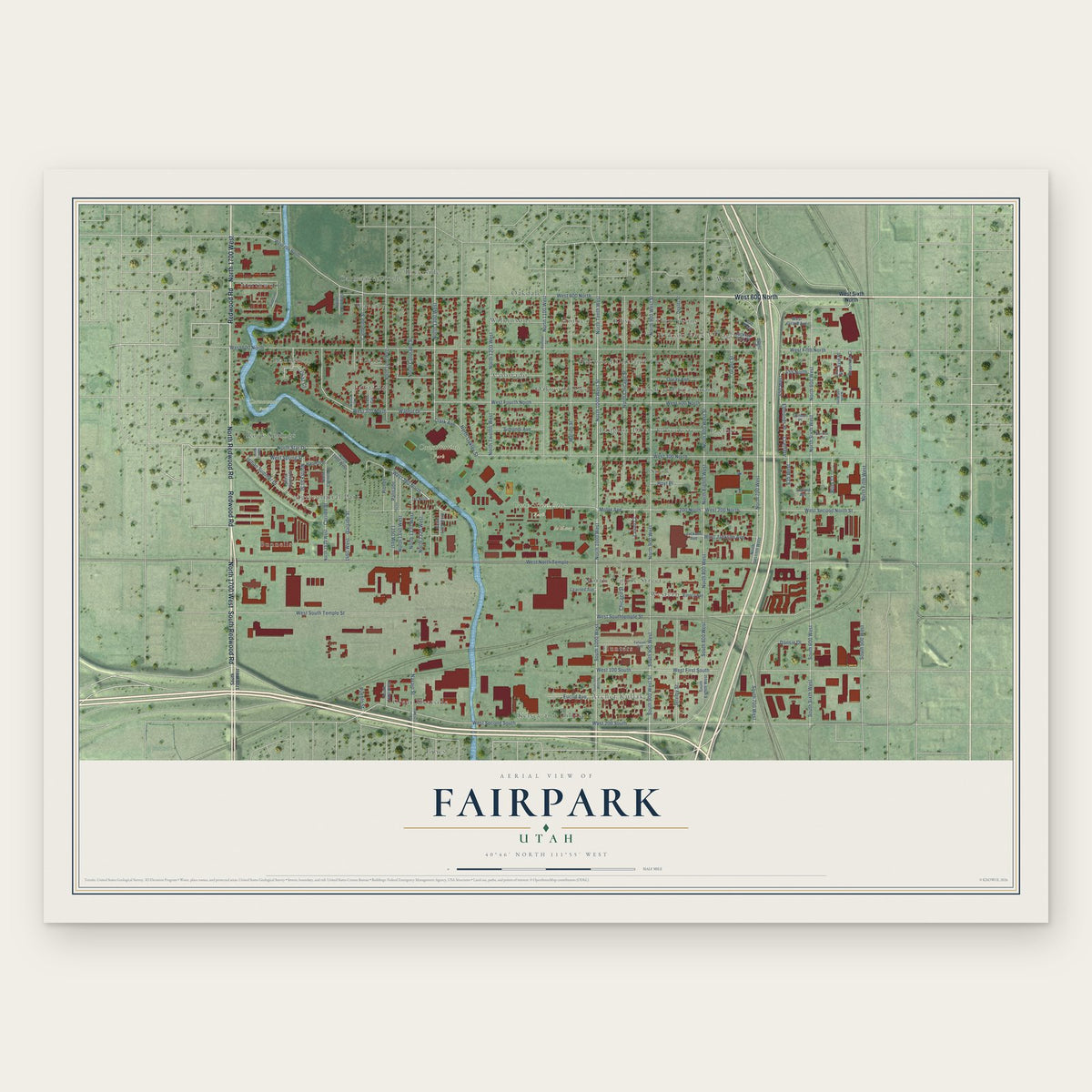 Fairpark, Utah map print, the full design