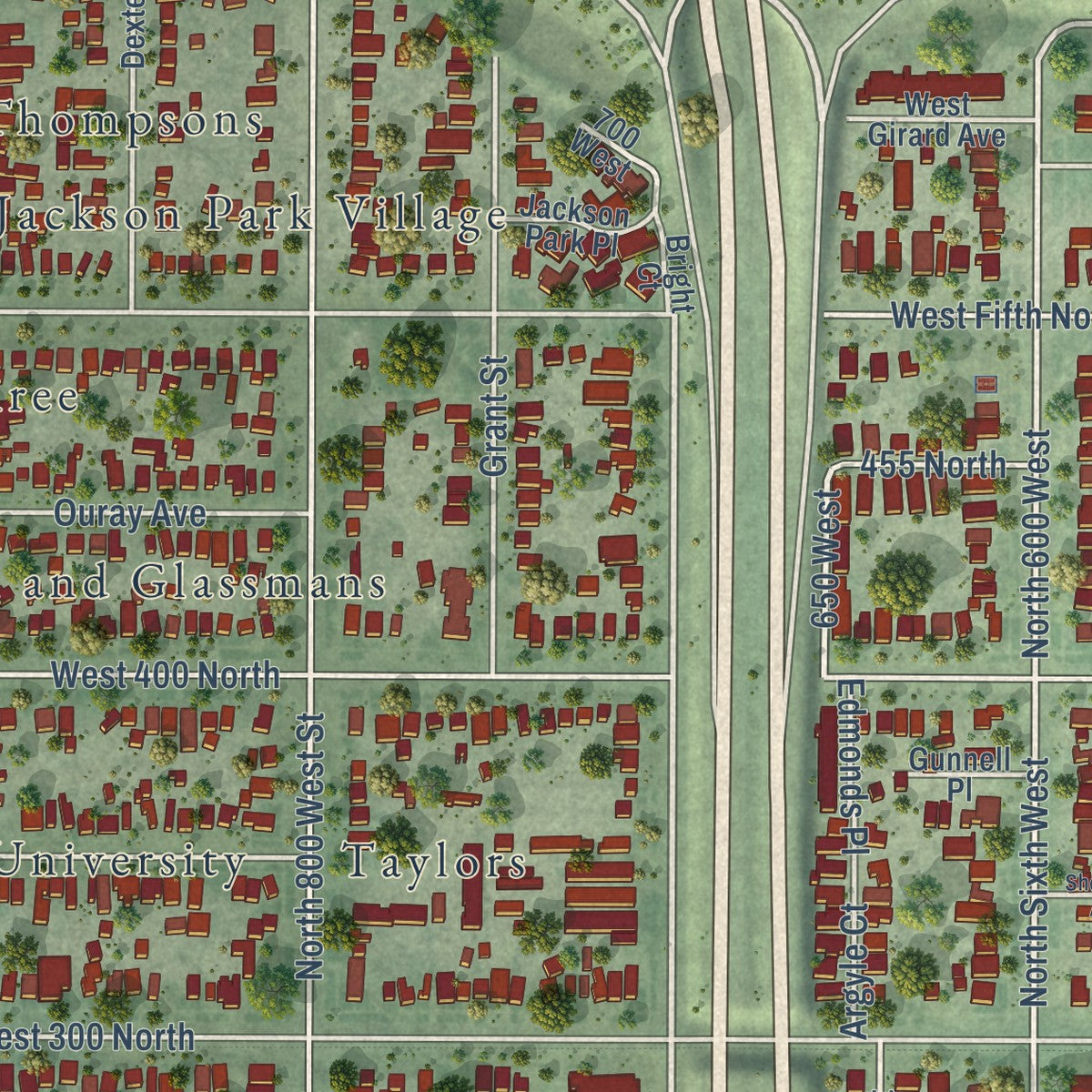 Close-up of the map of Fairpark, Utah print showing street and building detail