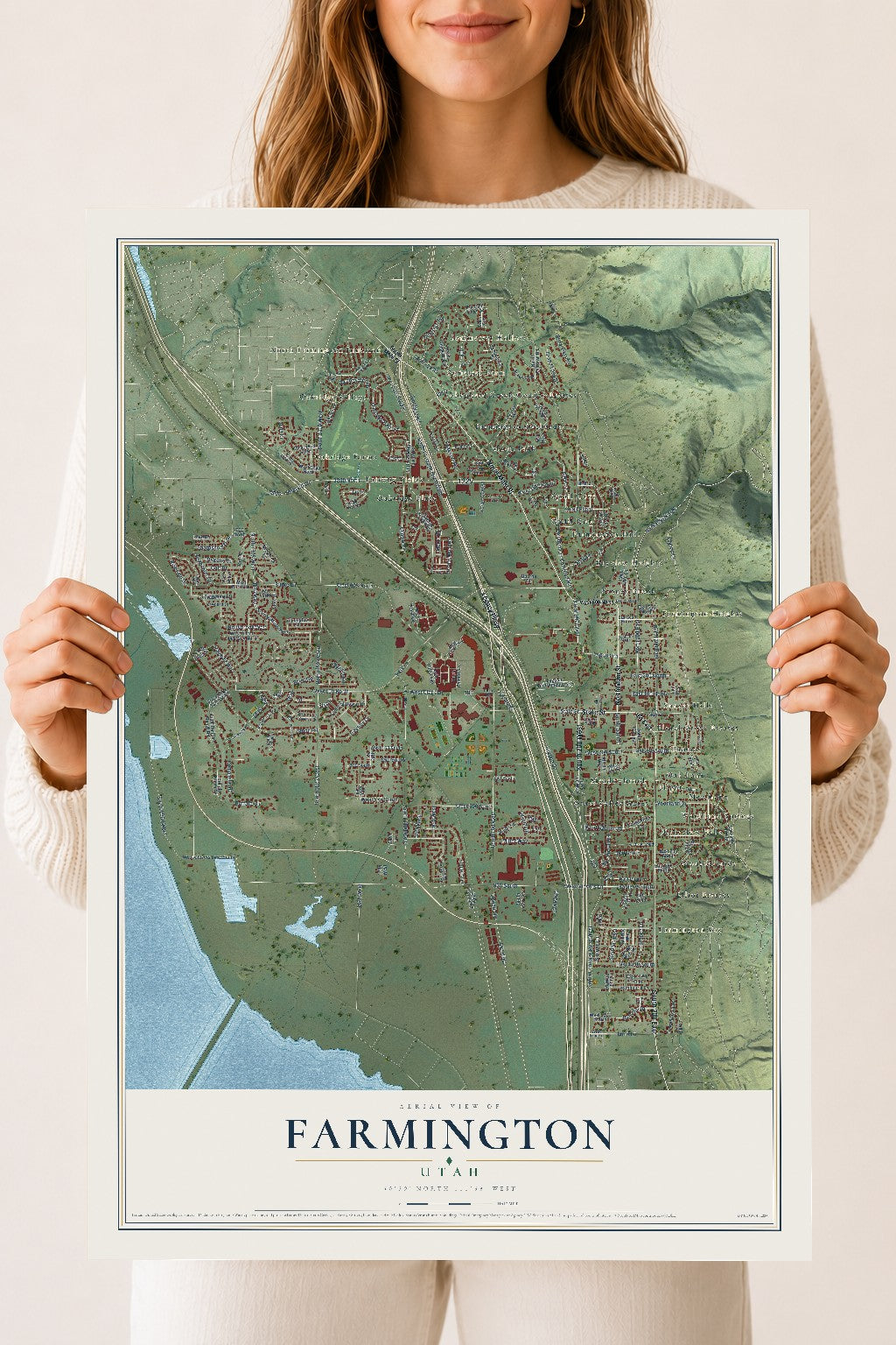 Map of Farmington, Utah, 18 x 24 inch unframed archival matte print