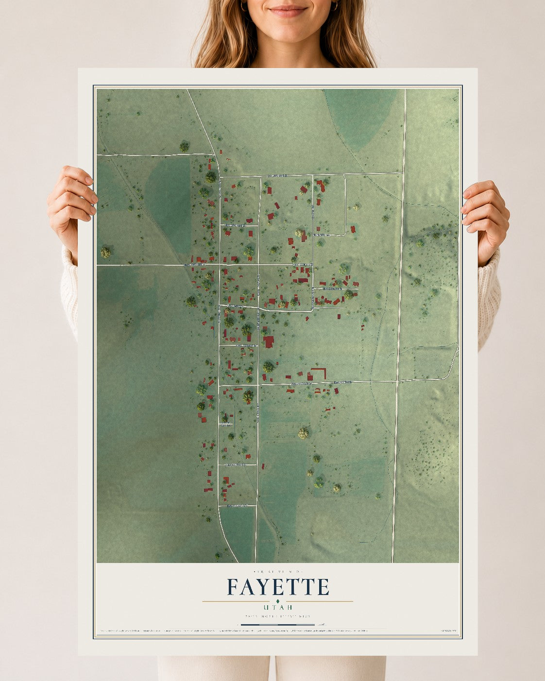 Map of Fayette, Utah, 24 x 36 inch unframed archival matte print
