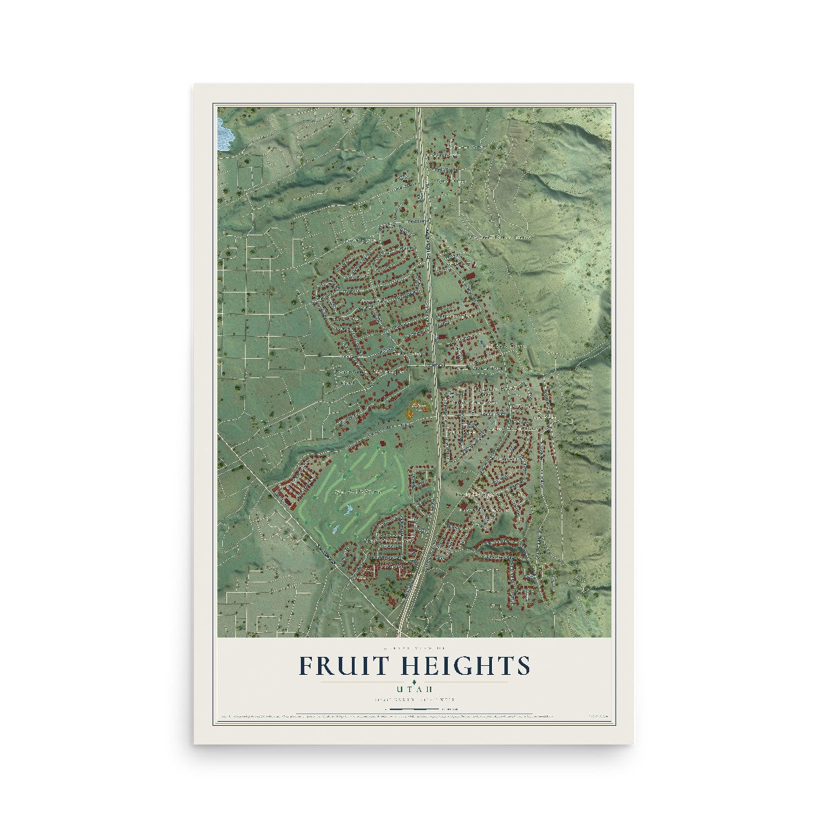 Map of Fruit Heights, Utah, 12 x 18 inch unframed archival matte print