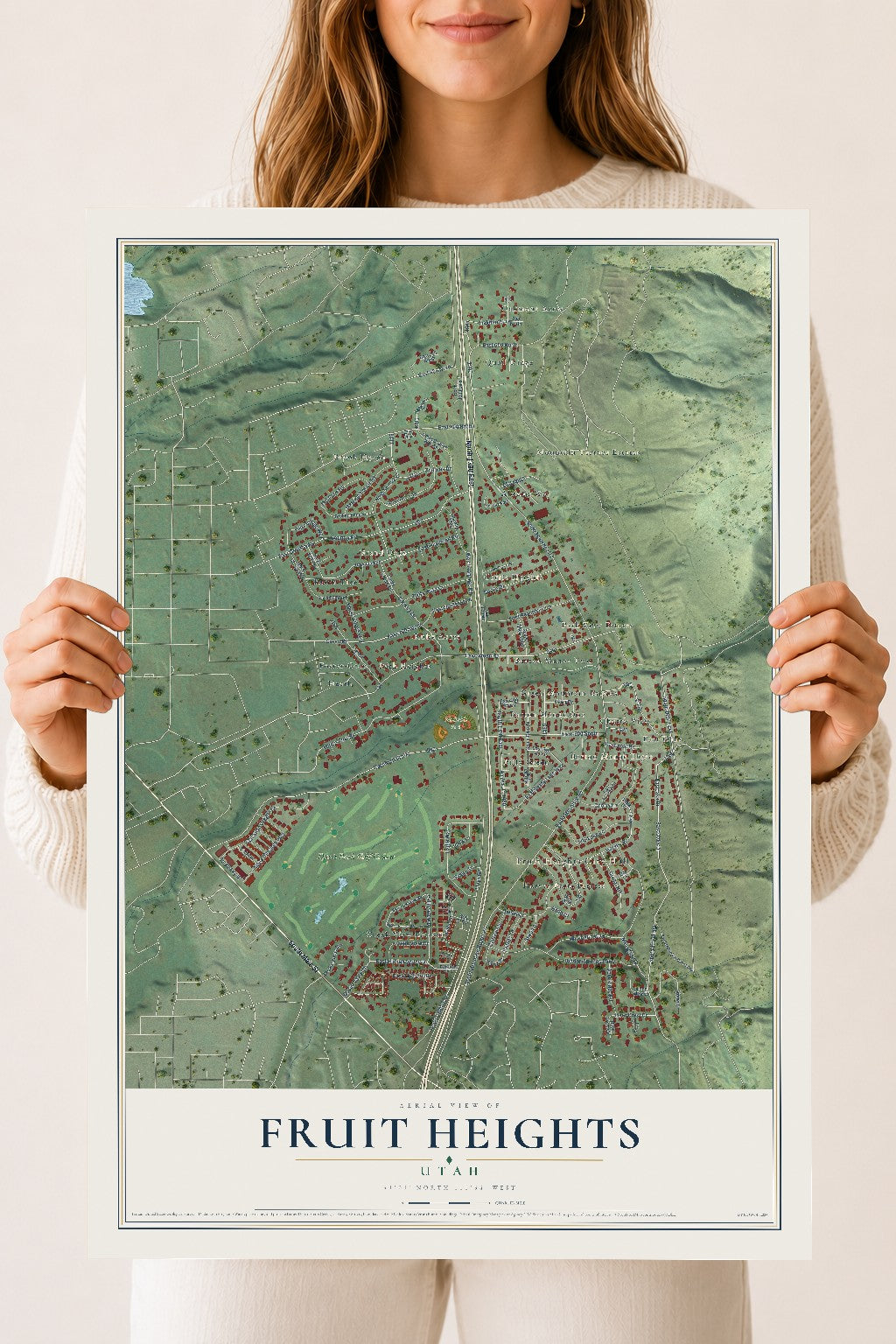 Map of Fruit Heights, Utah, 18 x 24 inch unframed archival matte print