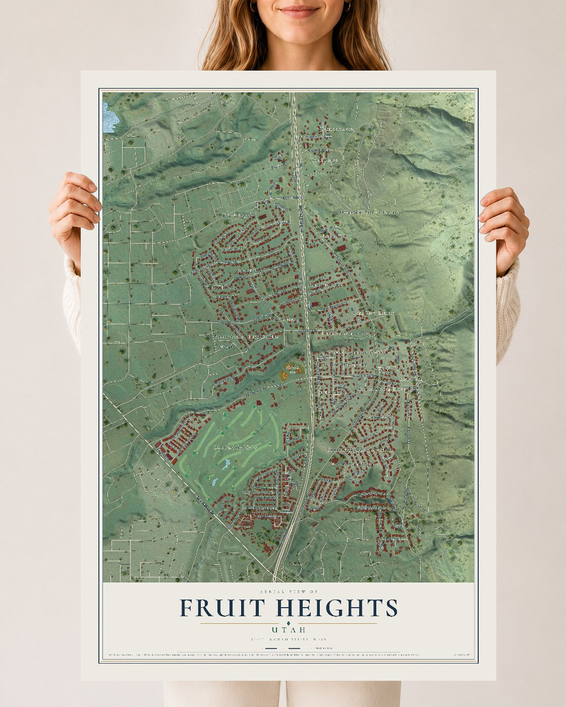Map of Fruit Heights, Utah, 24 x 36 inch unframed archival matte print
