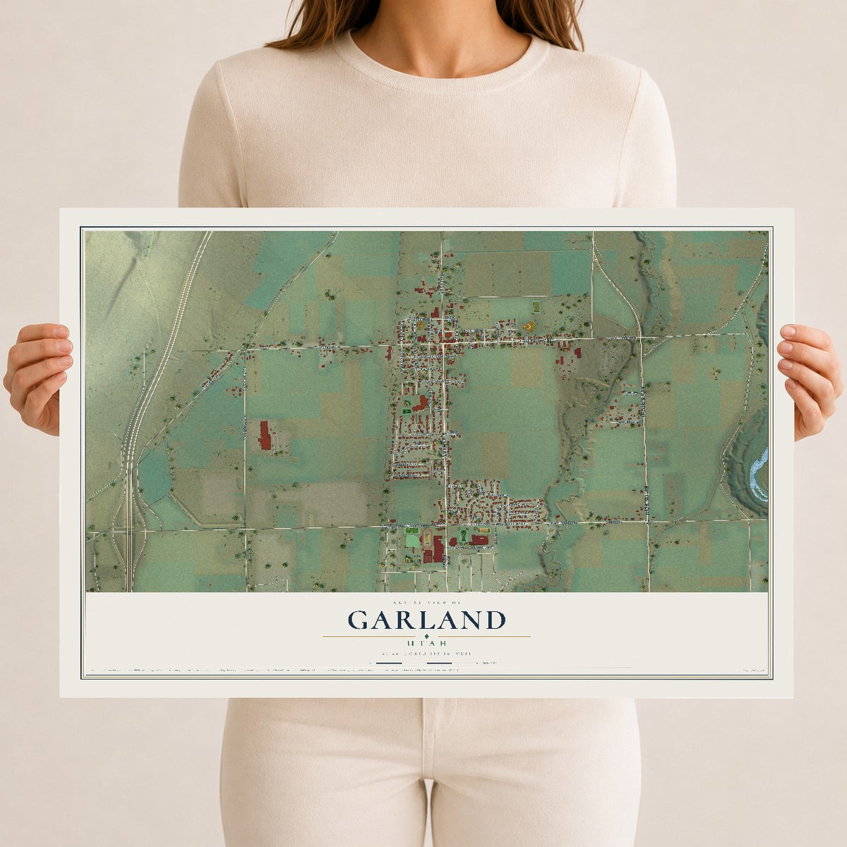 Map of Garland, Utah, 12 x 18 inch unframed archival matte print