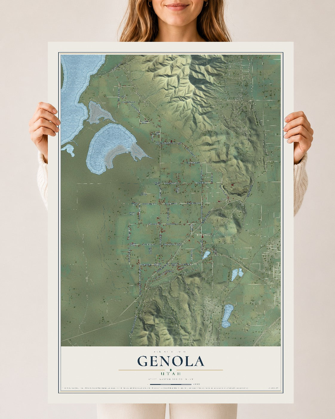 Map of Genola, Utah, 24 x 36 inch unframed archival matte print