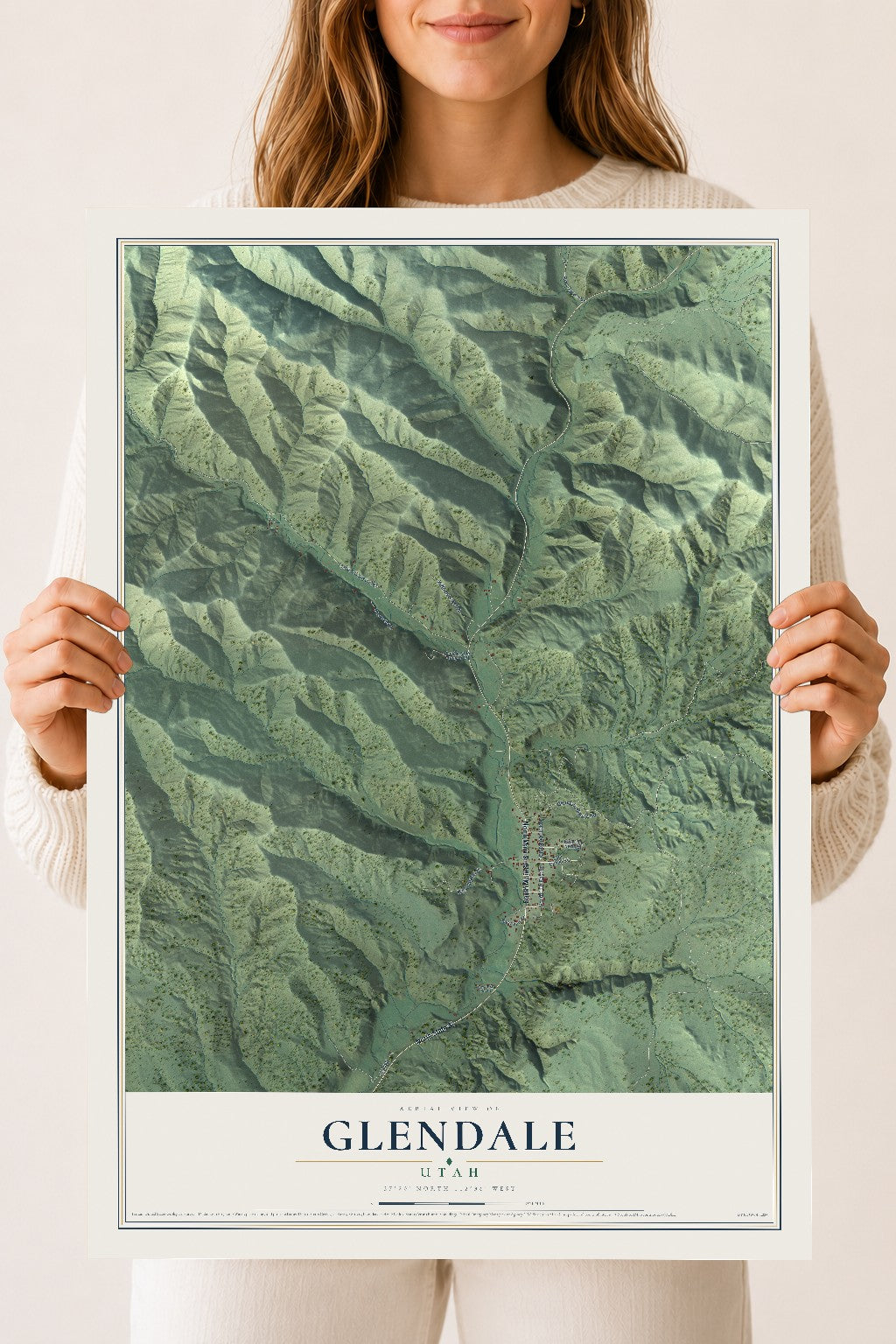 Map of Glendale, Utah, 18 x 24 inch unframed archival matte print