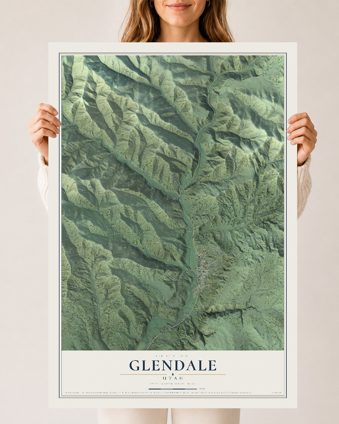 Map of Glendale, Utah, 24 x 36 inch unframed archival matte print