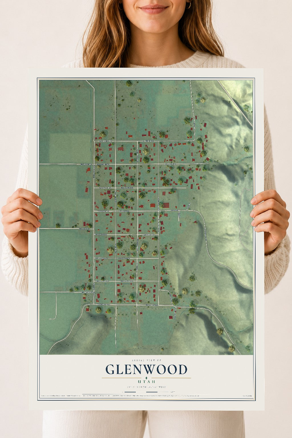 Map of Glenwood, Utah, 18 x 24 inch unframed archival matte print