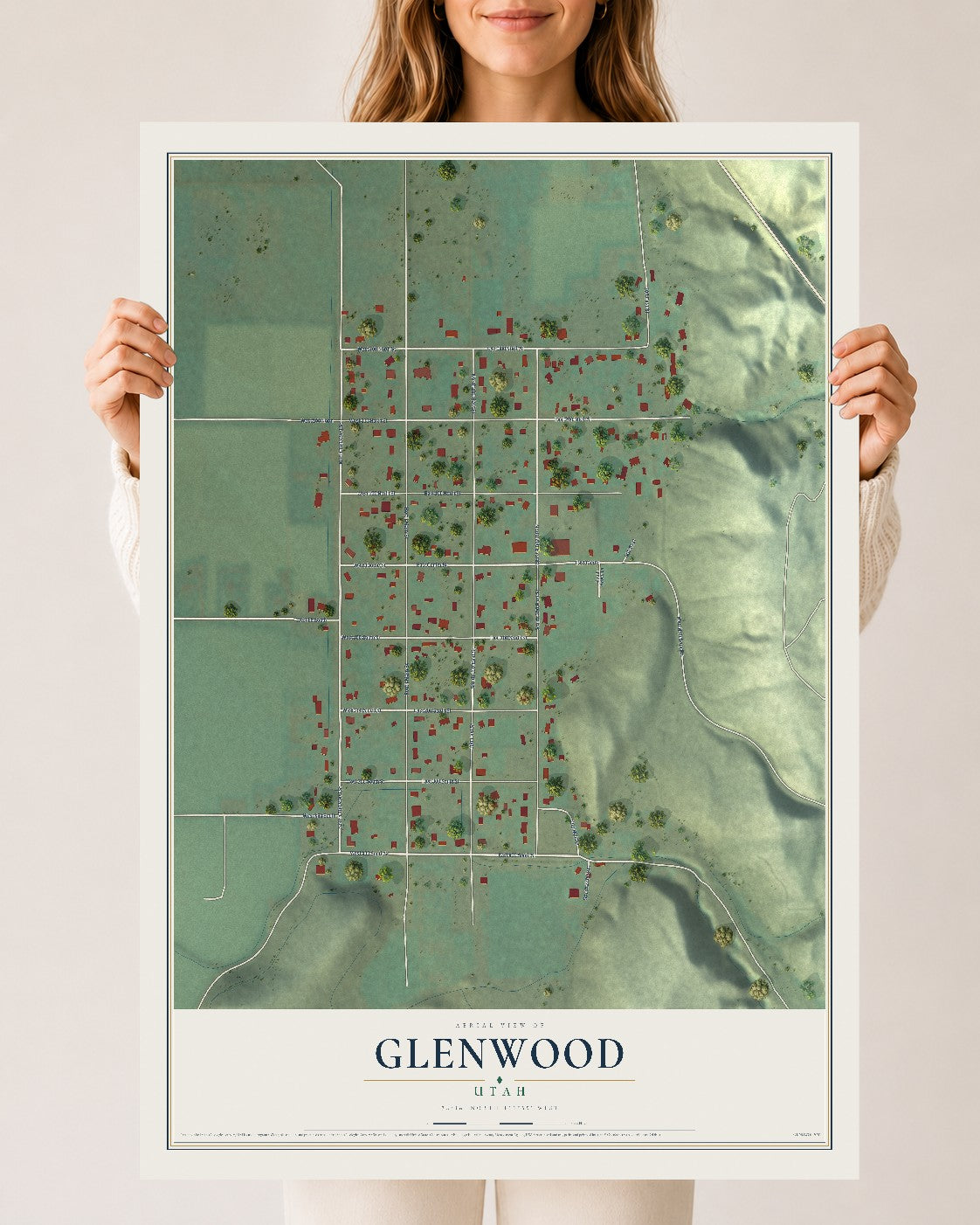 Map of Glenwood, Utah, 24 x 36 inch unframed archival matte print