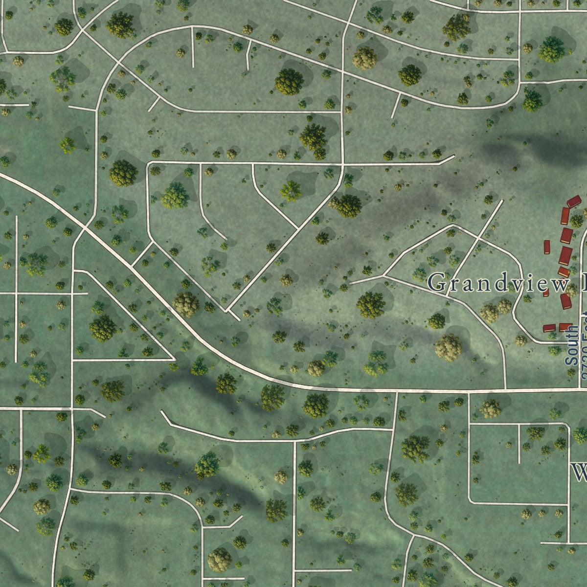Close-up of the map of Granite, Utah print showing street and building detail