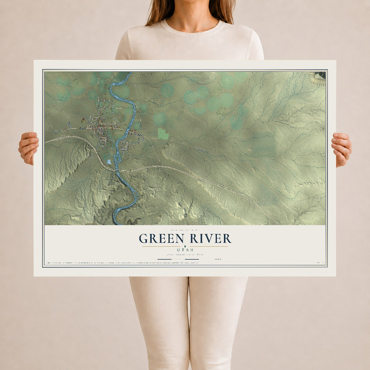Map of Green River, Utah, 24 x 36 inch unframed archival matte print