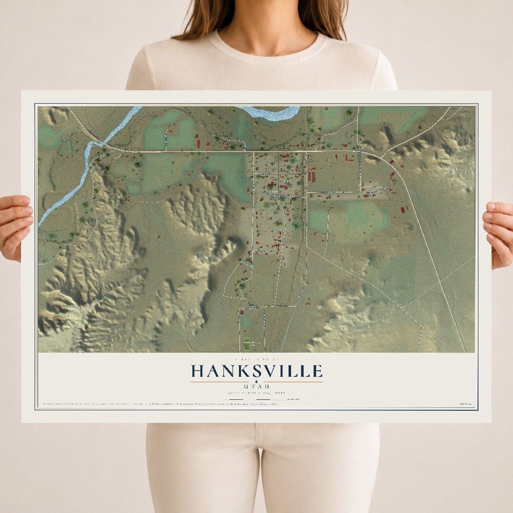 Map of Hanksville, Utah, 18 x 24 inch unframed archival matte print