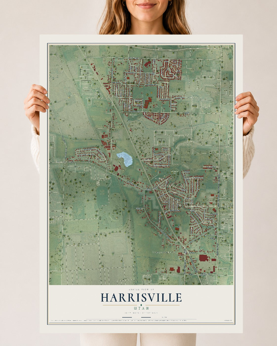 Map of Harrisville, Utah, 24 x 36 inch unframed archival matte print