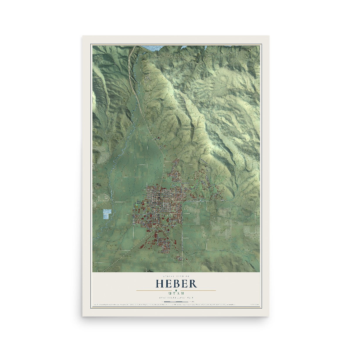 Map of Heber, Utah, 12 x 18 inch unframed archival matte print