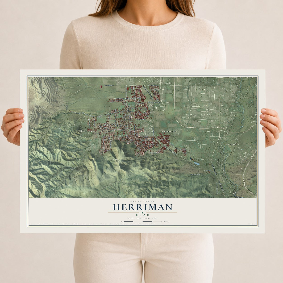 Map of Herriman, Utah, 12 x 18 inch unframed archival matte print